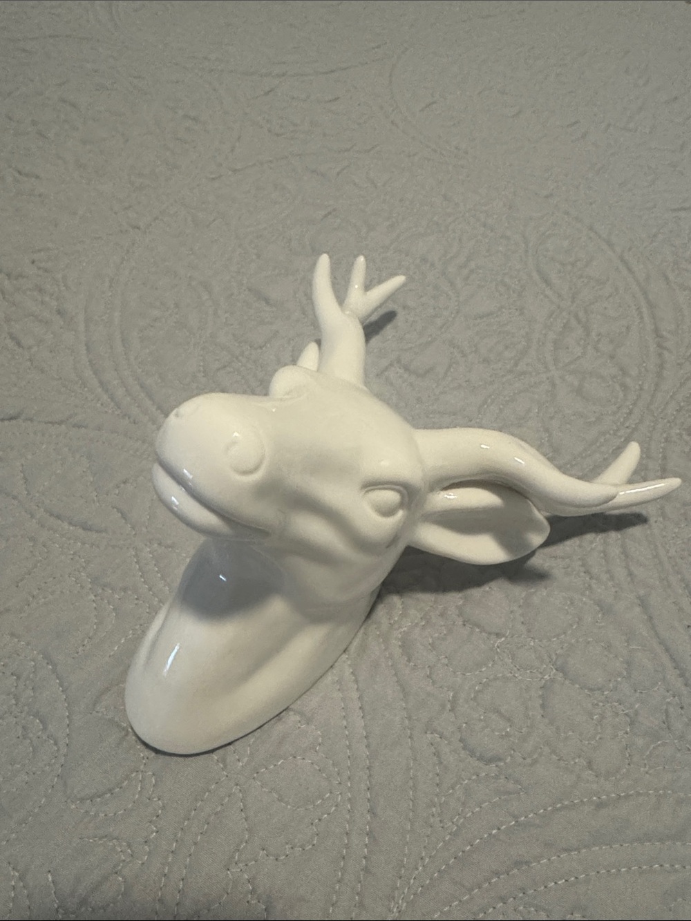 White Ceramic Deer Head Wall Decor